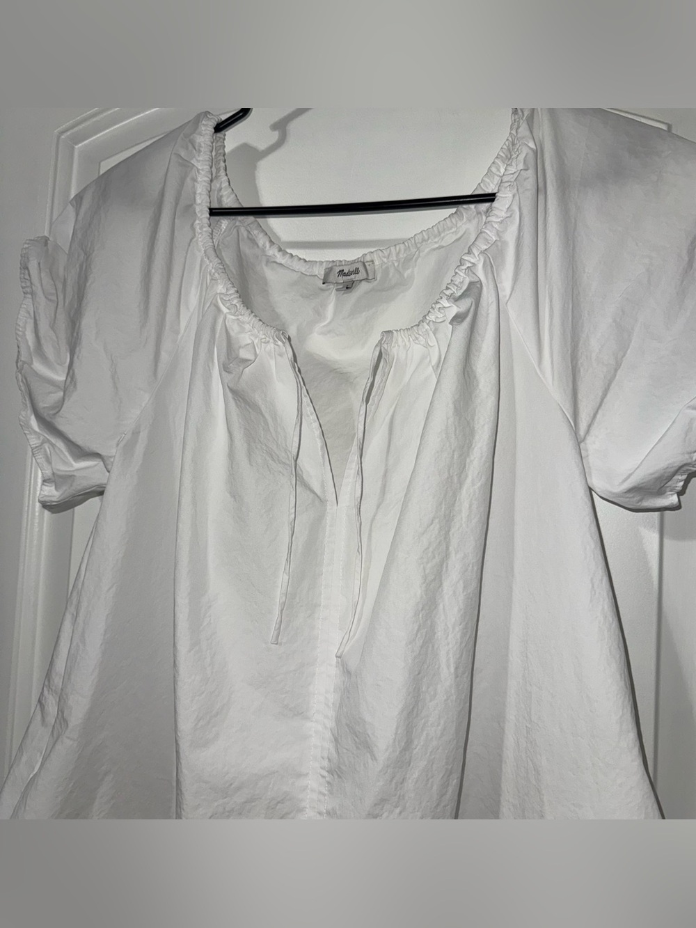 Madewell White Poplin Flutter Sleeve Mini Dress Women’s Size Small Cotton - Picture 2 of 6